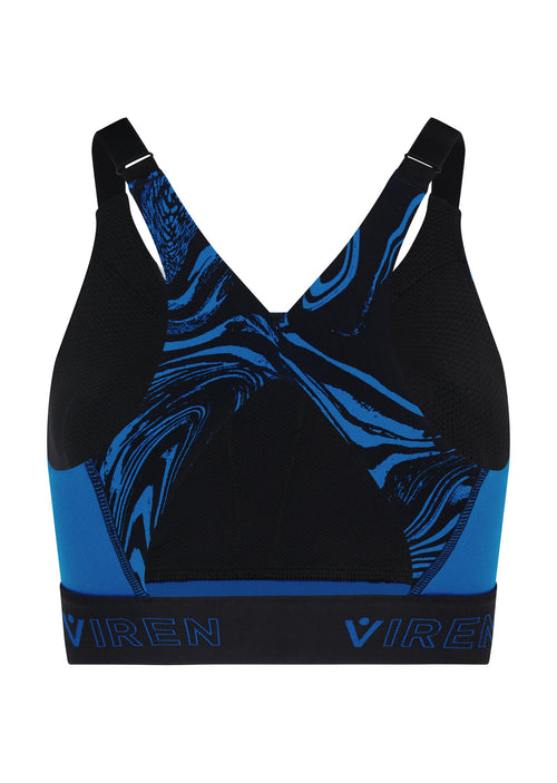 Prowess Print Block Bra - Blue Swirl